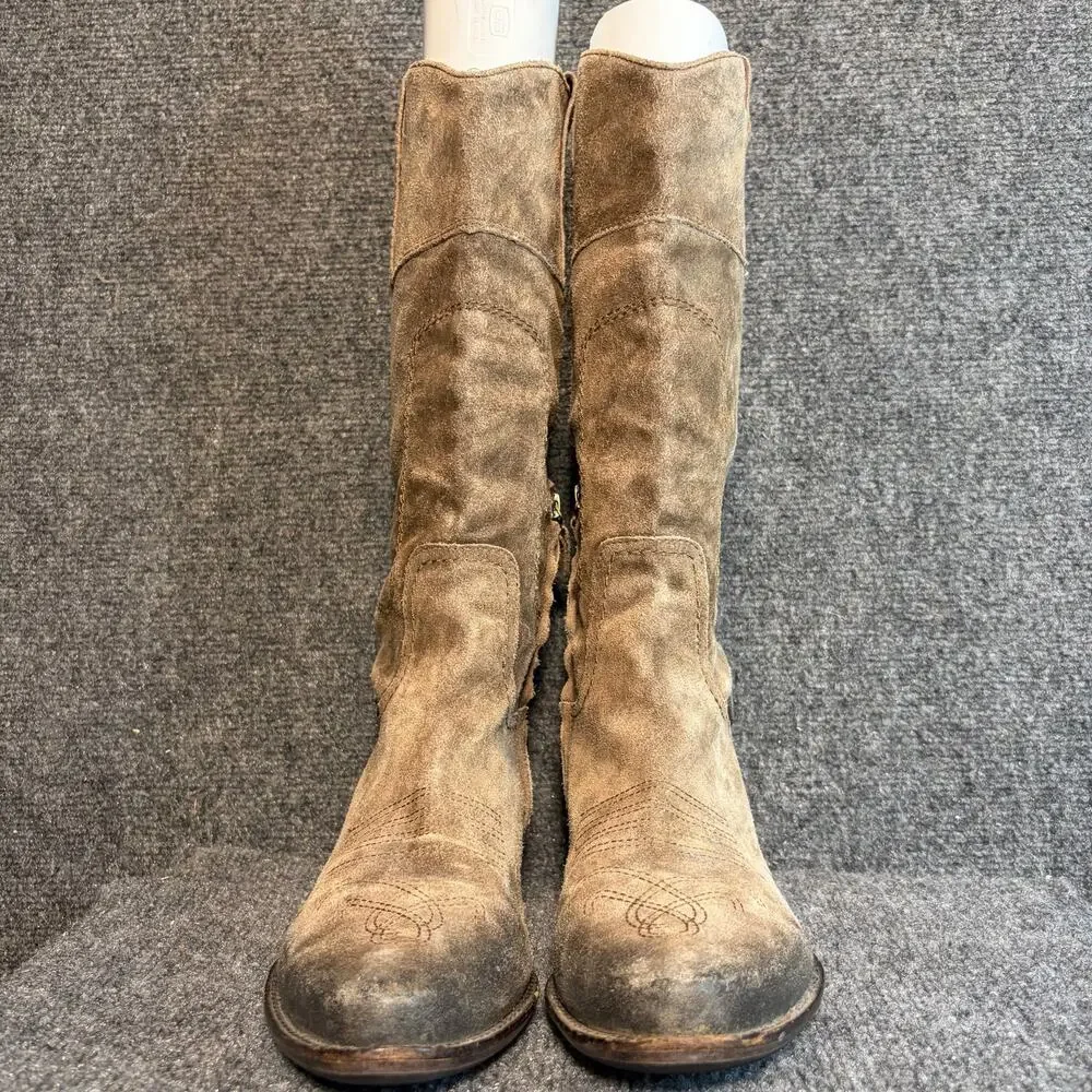 Franco Sarto Brown Suede Tall Riding Boots Womens 10 Buckle Western Cowboy Ombre